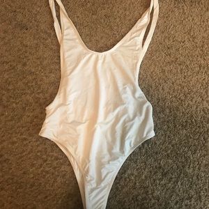Sexy white one piece bathing suit